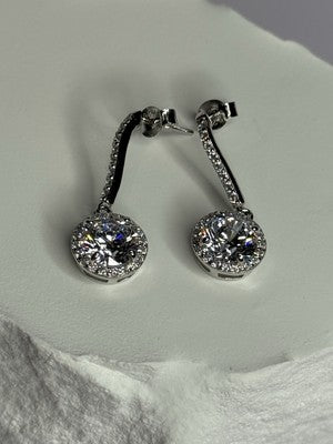 925 Sterling Silver Dream CZ Earrings Length 1.05 Inch