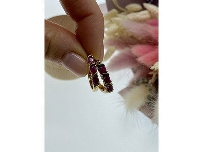 925 Sterling Silver Gold Plated Pink Spinel Earrings