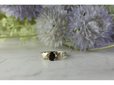 925 Sterling Silver Black Spinel Ring Size 8.5