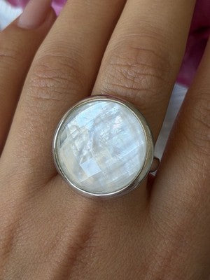 925 Sterling Silver Abalone Ring Size 10