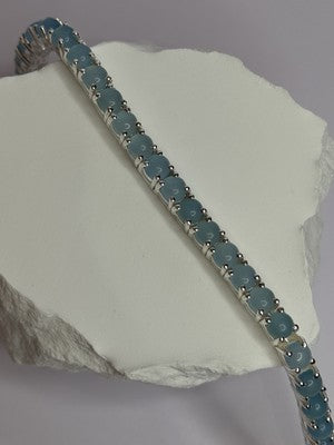925 Sterling Silver Blue Moonstone Bracelet Length Min 7.5 Inch Max 8.5 Inch