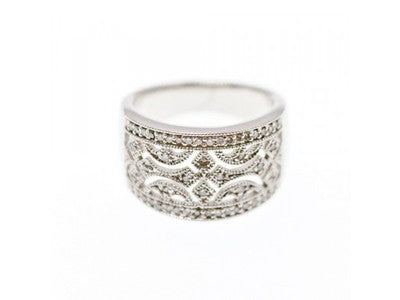 925 Sterling Silver CZ "Lace" Ring Size 6