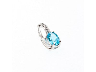 925 Sterling Silver Topaz & Diamond Pendant