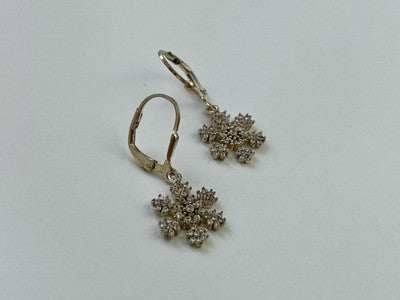 925 Sterling Silver CZ "Snowflakes" Earrings