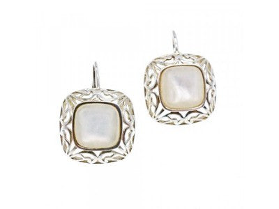 925 Sterling Silver Mother Of Pearl "Openwork" Earrings
