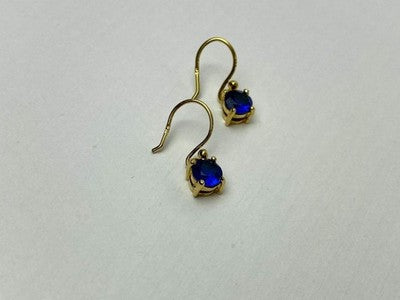 925 Sterling Silver Gold Plated Sapphire Spinel Earrings