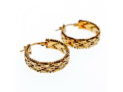 925 Sterling Silver Gold Plated Earrings Italy