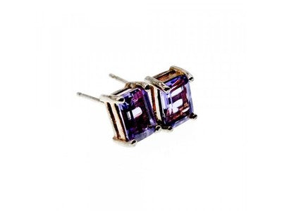925 Sterling Silver Amethyst Stud Earrings