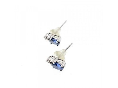 10K White Gold London Blue Topaz & Diamonds Earrings