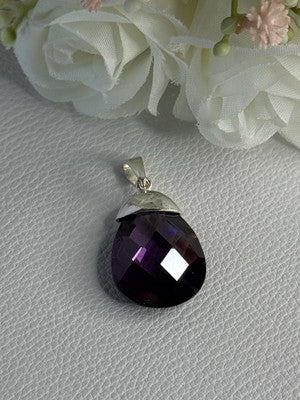 925 Sterling Silver Amethyst Pendant Length 1.40 Inch