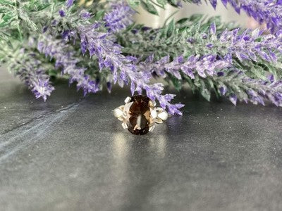 925 Sterling Silver Hessonite Ring Size 6.5