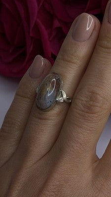 Vintage 925 Sterling Silver Moss Agate Ring Size 4.5