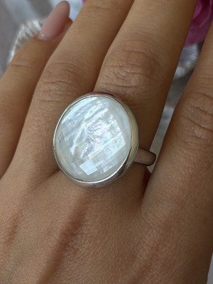925 Sterling Silver Abalone Ring Size 10
