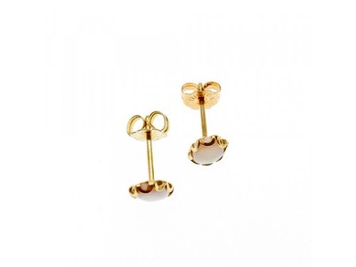 14K Yellow Gold White Opal Earrings