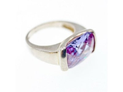 925 Sterling Silver Purple CZ Ring Size 8