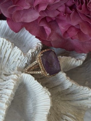 Beautiful 925 Sterling Silver Amethyst Ring Size 5