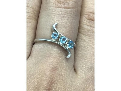 925 Sterling Silver Blue Spinel Ring Size 8