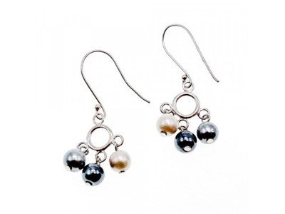 925 Sterling Silver Pearls Dangle Earrings Italy