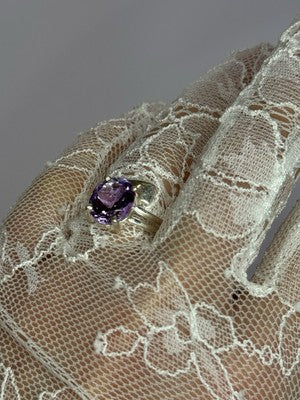 925 Sterling Silver Amethyst Ring Size 7.5