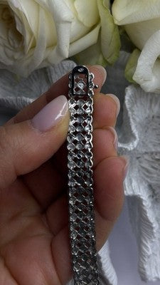 Elegant Multi Row 925 Sterling Silver Tennis Clear White Topaz Stones Bracelet 7