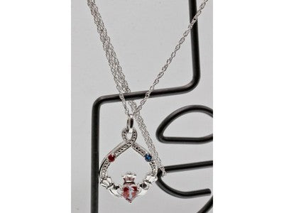925 Sterling Silver Alexandrite, Rubellite & Sapphire Chain With Pendant