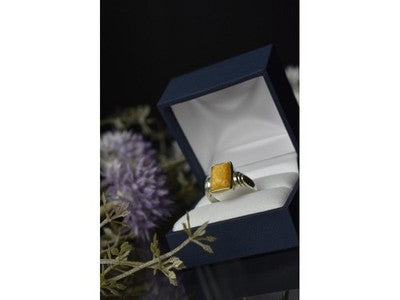 925 Sterling Silver Yellow Jasper Ring Size 7.5