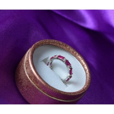 925 Sterling Silver Pink Topaz & CZ Ring Size 5.5