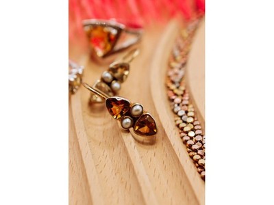 925 Sterling Silver Gold Plated Heliodor & Pearls Earrings