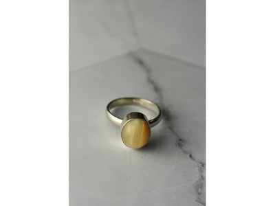 925 Sterling Silver Amber Ring Size 8.5