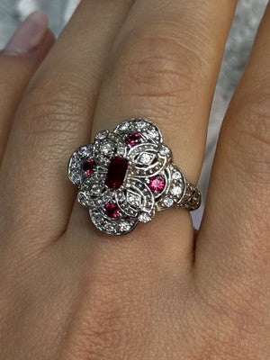 925 Sterling Silver Pink Spinel Ring Size 5