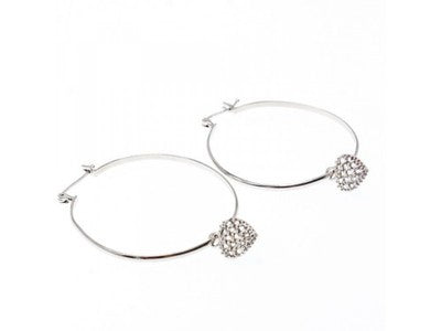 925 Sterling Silver Quartz "Heart" Hoop Earrings
