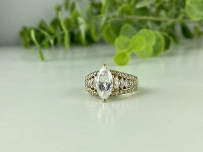 925 Sterling Silver Gold Plated CZ Ring Size 6.5