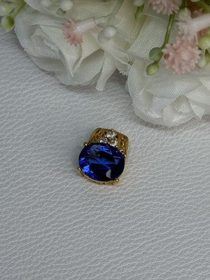925 Sterling Silver Gold Plated Sapphire & Beryl Pendant Length 0.65 Inch