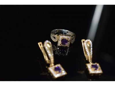 925 Sterling Silver Tanzanite & CZ Jewelry Set Turkey