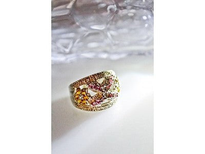 925 Sterling Silver Multicolor CZ Ring Size 8.5