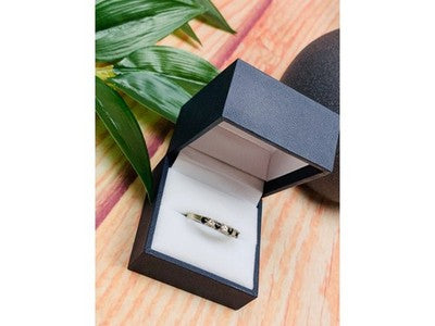925 Sterling Silver Black Spinel & CZ Ring Size 8.5