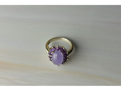 925 Sterling Silver Amethyst Quartz & Purple Tourmaline Ring Size 6.75