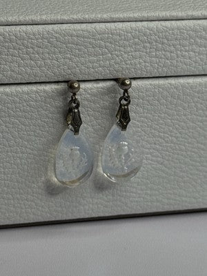 Aurora Borealis Teardrop 925 Sterling Silver Earrings Length 1 Inch