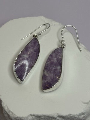925 Sterling Silver Lepidolite Earrings Length 2 Inch