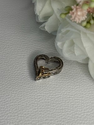 925 Sterling Silver White Topaz Heart Pendant Length 0.75 Inch