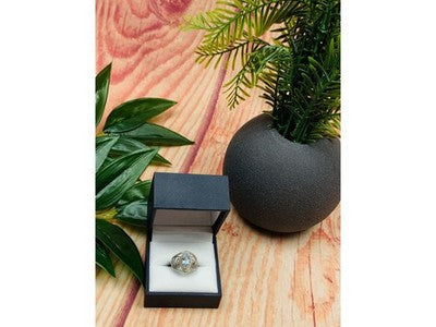 925 Sterling Silver Topaz Openwork Ring Size 9