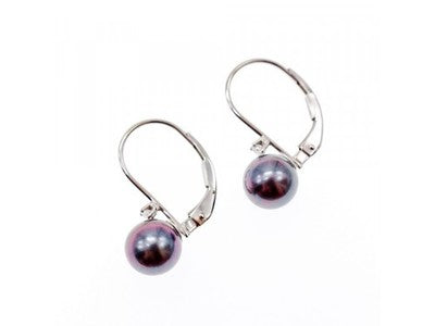 14K White Gold Pearls & Diamonds Earrings
