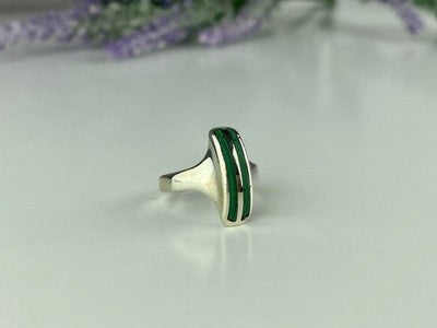 925 Sterling Silver Malachite Ring Size 5.5