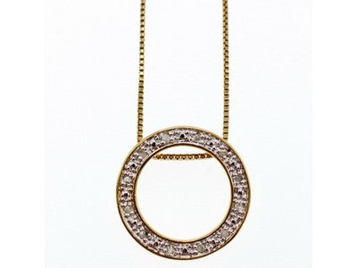 925 Sterling Silver Gold Plated White Sapphire Necklace Italy