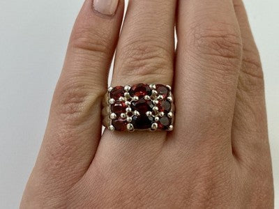 925 Sterling Silver Almandine Ring Size 8