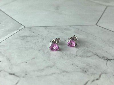 925 Sterling Silver Morganite and CZ "Hearts" Stud Earrings & Pendant Set