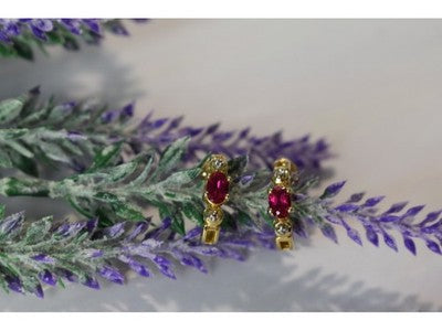 925 Sterling Silver Gold Plated Pink Topaz Stud Earrings