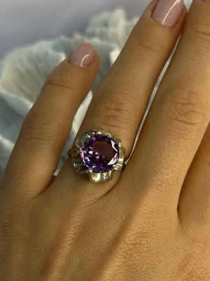 925 Sterling Silver Amethyst Ring Size 6.5