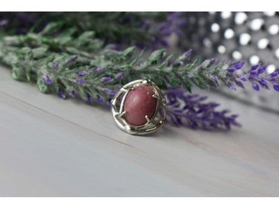 Vintage 925 Sterling Silver Rhodochrosite Ring Size 6.5