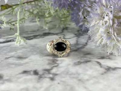 500 Silver Black Nephrite Ring Size 6.75